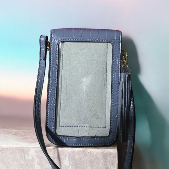 Mellow World Blue Croc-Embossed Touch Screen Crossbody Phone Bag (EUC) - Picture 3 of 7